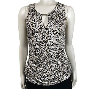 White House Black‎ Market Leopard Print Ruched Keyhole Cami XS Bus Casual Sassy